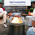 Heat Deflector Fit for Solo Stove Bonfire 19.5", 304 Stainless Steel Heat Diffuser for Bonfire Fire Pit with Grill Gloves & Fix Hoop, Capture and Redirect Warmth, Camping Accessory