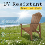 Stackable Adirondack Chair, HDPE All-Weather Adirondack Chairs - Durable and Space Saving, Plastic Outdoor Fire Pit Chairs with Cup Holder,Wood