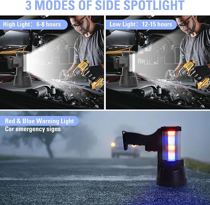 ERAY Rechargeable Spotlight, Super Bright High Lumen Handheld Long Lasting Large Flashlight Searchlight, IPX4 Waterproof Led Spot Light with USB Outport for Hunting Boating Camping Emergency