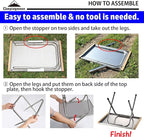 CAMPINGMOON Camping Side Table Heat-Resisting Stainless Steel Embossing Process for Outdoor Table Top Grill T-370