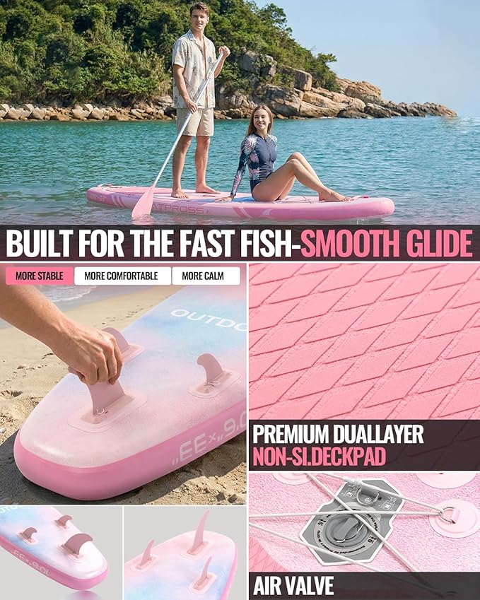 10'6''x33''Inflatable Stand Up Paddle Board, 400lbs Extra Wide Blow Up Paddle Board with Kayak Seat, Premium SUP Accessories Kit & Backpack, Non-Slip Stable Deck Boat for Yoga Fishing Surf