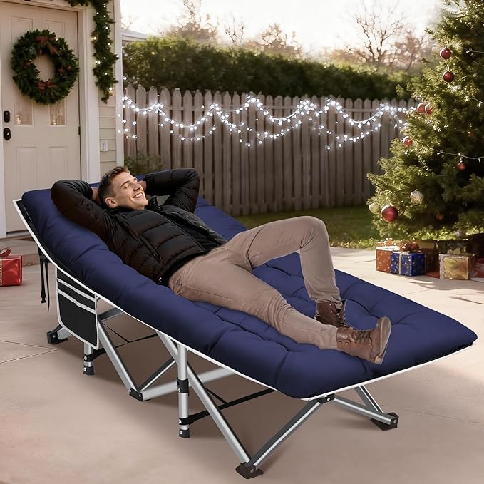 HABUTWAY Camping Cot, Portable Camping Cot for Adult, 28" Wide Sleeping Cot Max Load 600LBS with Thick Mattress and Carry Bag, Portable Camping Bed for Outdoor Camping/Office, Home Nap