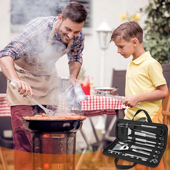 Anpro 21 PCS Grilling Accessories Grill Kit- Grill Set, Grilling Utensil Set, BBQ Accessories, BBQ Kit, BBQ Grill Tools, Grilling Gifts for Father's Day, Smoker, Camping, Kitchen