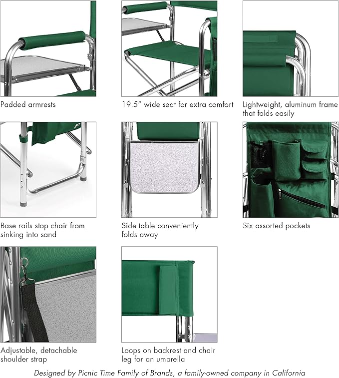 Picnic TIME NFL Unisex-Adult NFL Sports Chair with Side Table, Beach Chair, Camp Chair for Adults