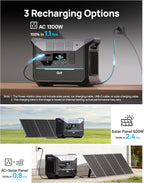DaranEner Portable Power Station 1382.4Wh LiFePO4 Battery, 1800W (3000W Surge) Solar Generator with 1.3Hr Fast Charge, 15ms UPS Portable Generator for Home, Camping, RV, Emergency