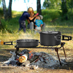 1 Set Outdoor Pans Camping Cookware Picnic Cooking Set Non-Stick Tableware with Foldable Spoon Fork Knife Kettle Cup