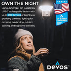 Devos Outdoor LightRanger 1200 - High-Performance LED Tripod Lantern with Adjustable Height, 9 Feet Tall with 1200 Lumens Brightness, and Long Battery Life.
