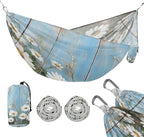 Wood Wall with White Daisies Camping Hammock Single Portable Hammocks 330 lbs Capacity with 2 Tree Straps and Attached Carry Bag,Perfect for Outdoor,Indoor,Beach,Camping,Travel