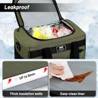 MIER Large Lunch Box for Men Women Adult Insulated Soft Sided Cooler 30 Can Leakproof Lunch Bag Collapsible for Work Travel Camping Beach, 18L (Army Green-No Luggage Strap)