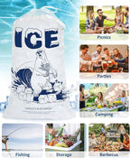8lb Ice Bags with Drawstring – 50 Pack Heavy-Duty Reusable Plastic Ice Cube Bags for Freezer, Ice Storage, Camping, Coolers