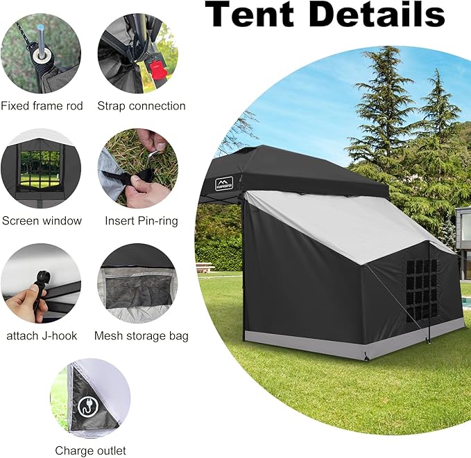 KAMPKEEPER Canopy Side Tent, Camping Canopy Tent for 10x10 Pop Up Canopies, Cube Tents, Gazebo Room Compatible with 10' Wide Canopies(Canopy Not Included)