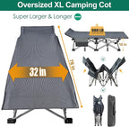 LILYPELLE Folding Camping Cot, Extra Wide Heavy Duty Sleeping Cots with Carry Bag, Double Layer Oxford Portable Travel Camp Cots for Home, Office Nap and Outdoor Beach