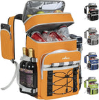 Cooler Backpack, 40 Cans Insulated Lunch Backpack Picnic Backpack for Men&Women, Durable Cooler Bag with 2 Leak Proof Compartments for Picnic, BBQ Camping, Lunch, Beach, Hiking, Orange