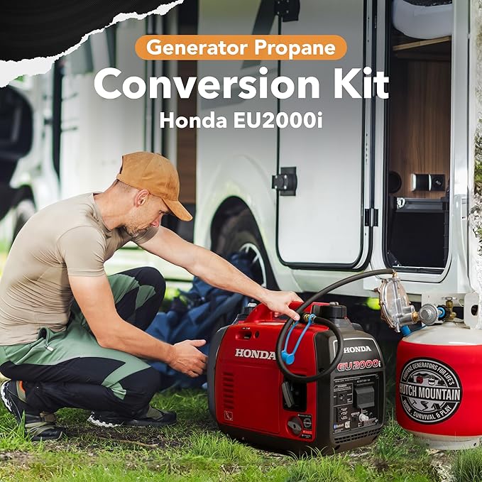 Hutch Mountain Generator Propane Conversion Kit Honda EU2000i - Tri-Fuel Conversion for Propane, Gasoline & Natural Gas - Portable Generator Backup Kit for Home Emergencies, Camping, and RVs