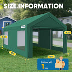 Quictent Upgraded 10x20 ft Heavy Duty Galvanized Carport - Reinforced Outdoor Garage Canopy Tent with Roll-up Ventilated Windows & Sidewalls, Weatherproof Shelter for Car, Boat, RV - Green