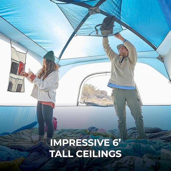 TETON Sports Hacienda 8 Person Family Camping Tent, Large Gear Loft and 4 Storage Pockets, Swinging Door Makes it Easy to Access, Full Mesh Roof, Waterproof Rainfly