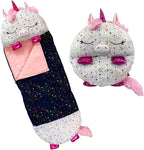 Happy Nappers Pillow & Sleepy Sack- Comfy, Cozy, Compact, Super Soft, Warm, All Season, Sleeping Bag with Pillow- Medium 54” x 20”, Shimmer Unicorn