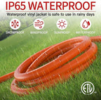 15 FT 14/3 Extension Cord Outdoor, Heavy Duty Weatherproof & Flame Retardant Orange 3 Prong Power Cord with Light, Outside for Lawn & Garden, 15 Amps 1875 Watts 125 VAC 14AWG SJTW, ETL Listed