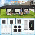 COBIZI 10x30 Pop Up Canopy Tent with Removable Sidewalls, Waterproof Portable Easy Up Canopy with Carry Bag, Instant Outdoor Shelter Tents for Parties, Events, Backyard Gatherings, Weddings, Black