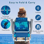 Tangkula Set of 2 Backpack Beach Chair, 5-Position Lightweight Folding Lay Flat Beach Chairs with Cooler Bag, 2 Cup Holders, Towel Bar, Backpack Straps