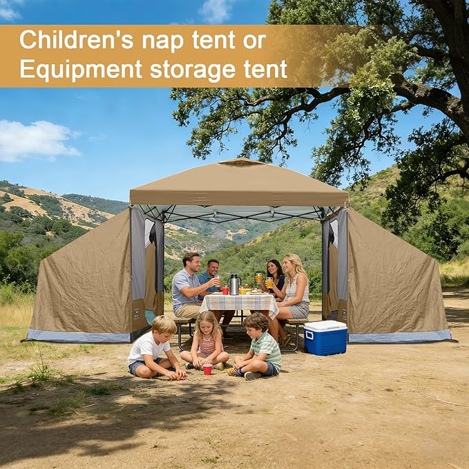 KAMPKEEPER Canopy Side Tent, Camping Canopy Tent for 10x10 Pop Up Canopies, Cube Tents, Gazebo Room Compatible with 10' Wide Canopies(Canopy Not Included)