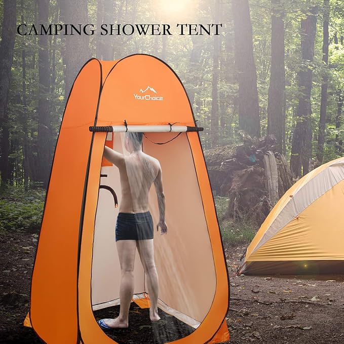 Your Choice 3.9x3.9x6.9FT Pop Up Privacy Tent, Large Portable Camping Changing Room with 2 Storage Pockets & 4 Sandbags, Outdoor Shower & Toilet Shelter for Beach, RV, Camping & Hiking