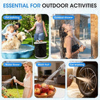 Portable Camping Shower, Outdoor Shower Kit with Pump, Hose, Spray Gun & Folding Bucket, Rechargeable Battery Powered Portable Shower for Camping, Hiking, Beach,RV,Pet Cleaning & Road Trips