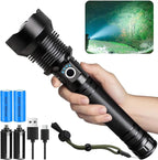 Rechargeable Flashlights High Lumens, Super Bright Tactical Flashlights with 5 Modes & Waterproof, Adjustable Focus Led Flash Lights for Home Camping Emergencies Hiking