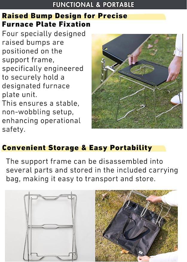 camping moon IGT Table Frame 1-Unit Stainless Steel Dual Layer Table G-38