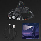 Headlamp Rechargeable 6000 Lumens Super Brightest 4 Modes Head Lamp for Adults Zoom Waterproof Headlight 90°Angle Adjustable Head Lights for Outdoor Camping Hunting Running Hiking(Black)