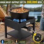 Bestfire 260,000 BTU Outdoor Propane Gas Stove, 0-20 PSI Adjustable Regulator, Steel-Braided Hose, High Pressure Single Burner Cooker for Turkey Fryer, Seafood Boil, Quemador de Gas Propano