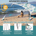 Buheco Beach Tent Pop Up Shade 10x10ft Beach Canopy Sun Shelter UPF50+ with 4 Foldable Poles-Portable Carrying Bag-Sand Shovel-Ground Pegs-Windproof Ropes for Outdoor Family Camping-Fishing- Picnic