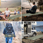 2-in-1 Ultralight Folding Camping Cot with Leg Extenders, Military Camping Cots Bed, Heavy Duty Folding Sleeping Camping Cot for Backpacking Hiking Travel Tent, Support 330 Lbs(Green)