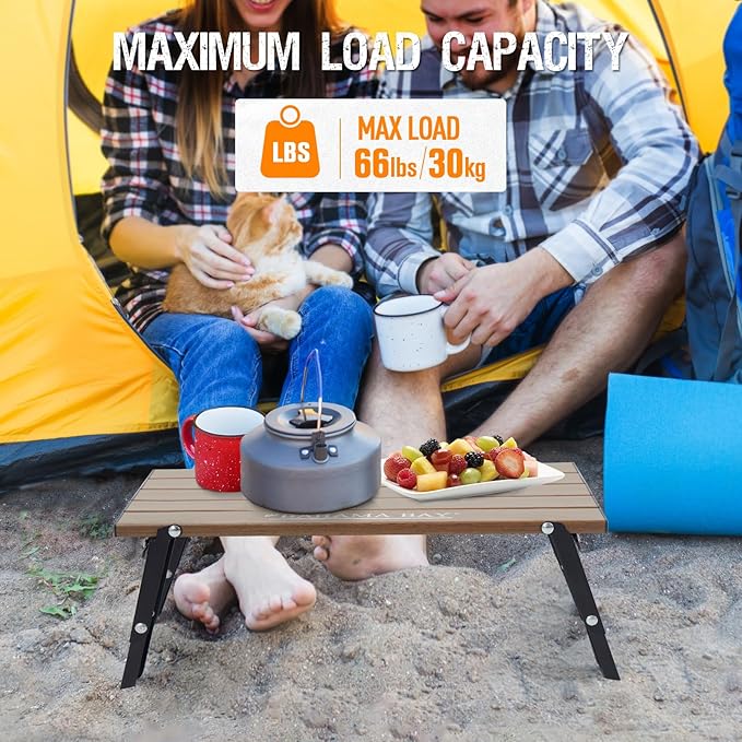 Old Bahama Bay Ultralight Aluminum Mini Table, 66lbs/30kg Weight Capacity, Foldable Small Beach Table with Retractable Legs,Suitable for Picnic Camping Outdoor Hiking