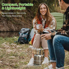 Camping Stove, Ohuhu Camp Stove Wood Burning Stove Stainless Steel Stoves Mini Portable Stove for Camping Picnic BBQ Backpacking Hiking Survival Emergency Cooking Outdoor with Grill Grid Carry Bag