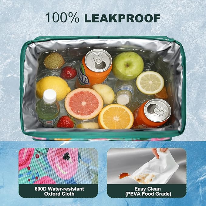 Soft Cooler Bag Floral 40 Cans, Collapsible Insulated Large Lunch Bag for Women, Portable Storage for Camping Travel Picnic BBQ Beach