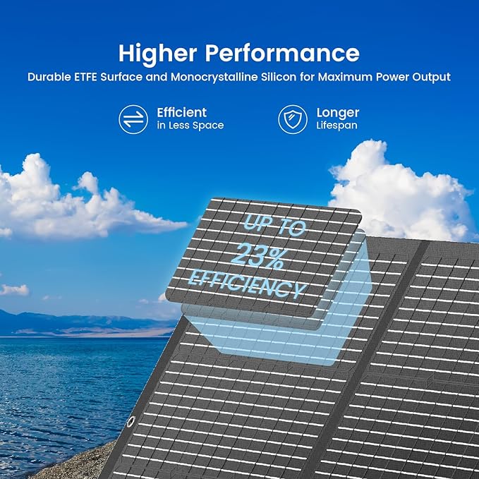 400W Portable Foldable Solar Panel - Lightweight Charger with Upgraded Bracket, 34.2V Waterproof 400 Watts Solar Charger for RVs, Campervans, Power Outages, and Outdoor Sheds