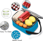 BEIMILY Lunch Box for Men Women Adults,Mini Insulated Lunch Bag for Office Work Picnic,Reusable Portable Lunchbox,Soft Cooler Tote Bag,6 can cooler bag,Mini,Gray Blue