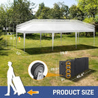 VINGLI Pop Up Canopy Tent with Sidewalls, Outdoor Gazebo Canopy Tent, Patio Event Tents Outdoor Event Shelter for Parties (White, 10x30)