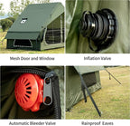 Inflatable Camping Tent with Hand Pump Waterproof Outdoor Blow up Tent 2-8 Person Oxford 4 Season Glamping Air Tent Cabin House with Mesh Windows & Door