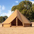 Cotton Canvas Bell Tent with Stove Jack, Roomy Yurt for Family Glamping Camping, 4 Season Tent with Zipped Removable Floor