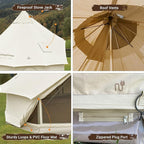 KingCamp Canvas Bell Yurt Tents, 4 Seasons Large Waterproof & Windproof Luxury Glamping Tent w/Stove Jack for Family Outdoor Camping, Hunting, Parties