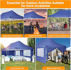 COBIZI Canopy 10x20 Pop Up Canopy Tent with 6 Sidewalls, Waterproof Commercial Canopy Ez Outdoor Instant Gazebo Easy to Set up Event Shelter, Garden Tents for Parties with Sandbags, Dark Blue