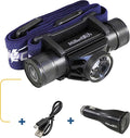 #556 - High Power Rechargeable CREE LED Headlamp 750 Lumens, USB-C Charging, IPX6 Waterproof, Stepless Dimming, Includes USB Cable and Power Bank