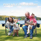 Timber Ridge Oversized Folding Camping Chair for Adults, Support 550 LBS Heavy Duty Chairs with Cup Holder Side Pocket for Camping, Lawn, Picnic, 2 Pack(Navy)