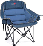 Oversized Camping Chair, Portable Folding Padded Camp Chairs with Side Pocket, Cup Holder, Heavy Duty Support 500LBS Outdoor Lounge Chair for Adults, Fishing, Sports, Trip, Navy Blue