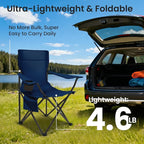 Portable Camping Chair 2 Pack, Folding Outdoor Chair with Cup Holder & Side Pocket for Camping, Hiking, Picnic, Beach (Navy Blue)