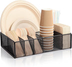 Utensil Caddy for Party - Paper Plate Holder ,Utensil Silverware Caddy Utensil Holder Paper plate Organizer with 6 Compartments for Party, Camping, Picnic