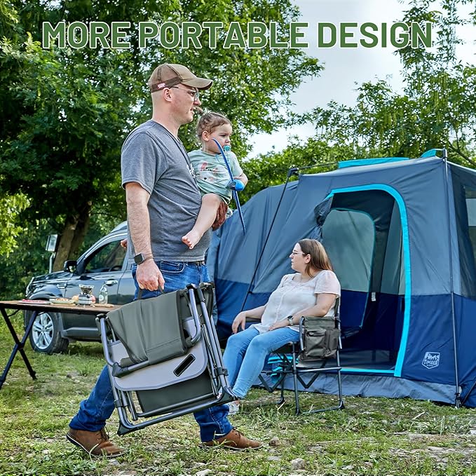 TIMBER RIDGE 2 Pack Aluminum Camping Directors Chair with Side Table Pocket, Portable Folding Heavy Duty Lawn Chair for Fishing Trip Picnic Concert Outdoor 400lbs, Grey