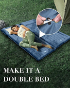 Camping Sleeping Pad, Inflatable Air Mat 5" Thick with Pillow, Built-in Foot Pump, Waterproof Layer for Pool Float, Beach, Hiking, Traveling, Tent (Blue Gray)
